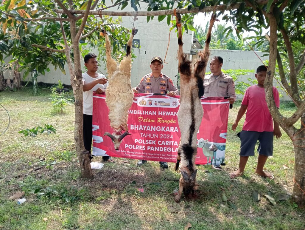 Polsek Carita Gelar Kegiatan Penyembelihan dan Pembagian Hewan Kurban dalam Rangka Idul Adha 7 WhatsApp Image 2024 06 17 at 16.01.28